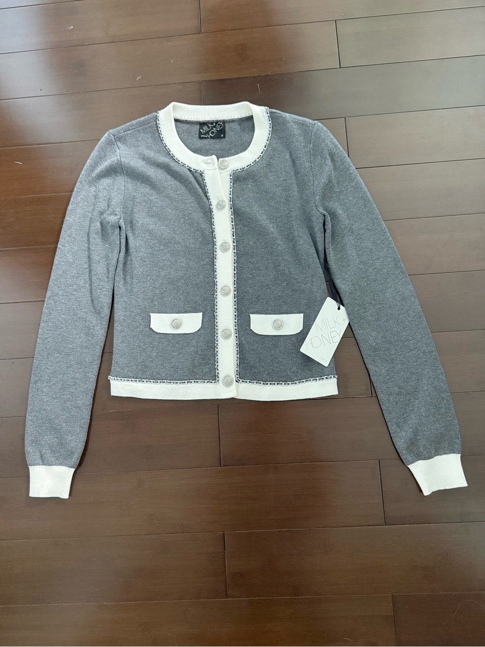 Boutique Embellished Button-Front Cardigan Sweater